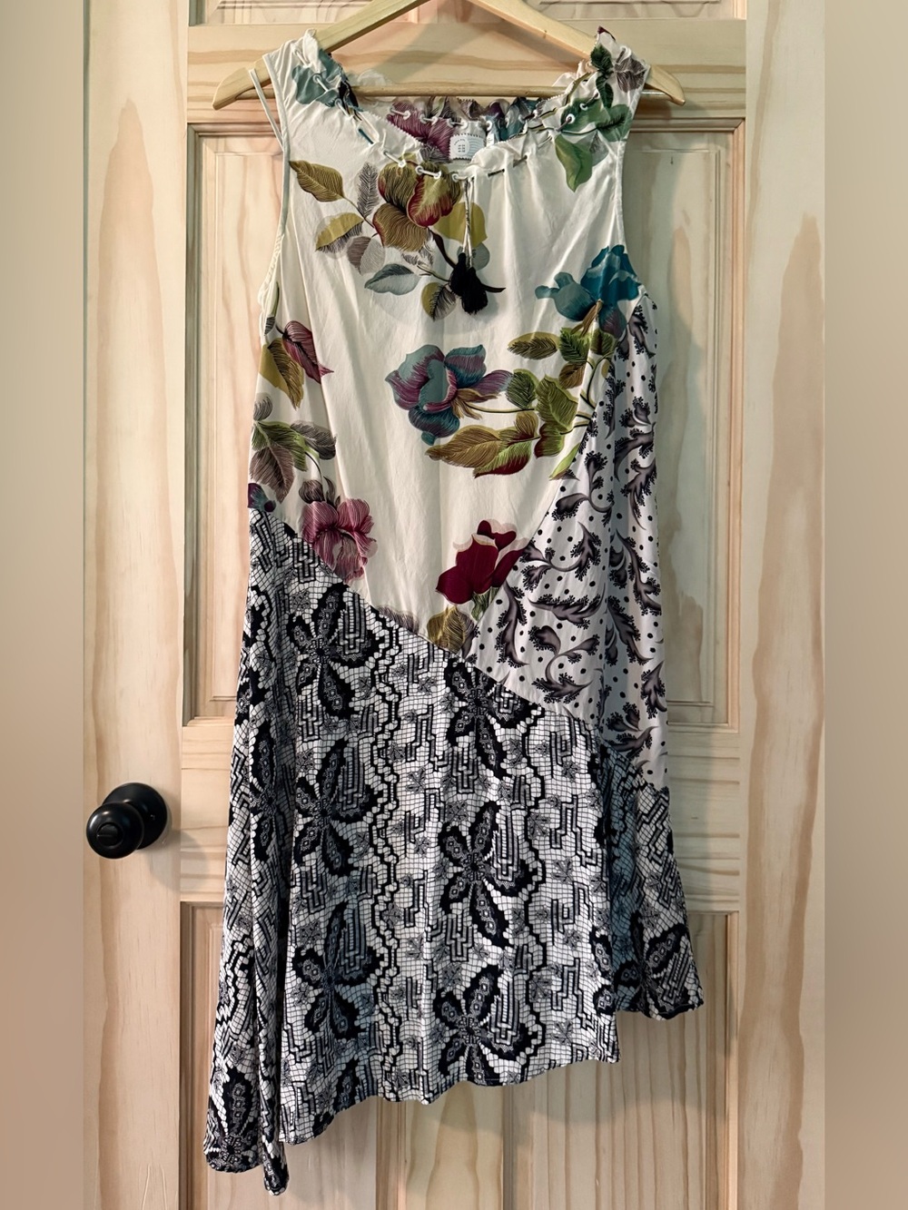 100% Silk Floral & Geometric Print Sleeveless Dress from Anthropologie LIKE NEW